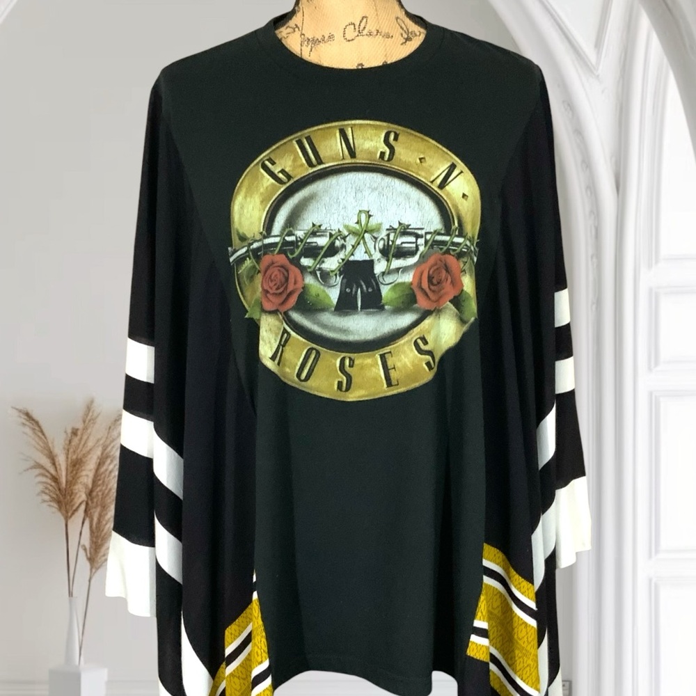 Sold Upcycled Guns N Roses Tee Shirt Oversized Boho Slouchy Top One Of A Kind - Picture 4 of 13